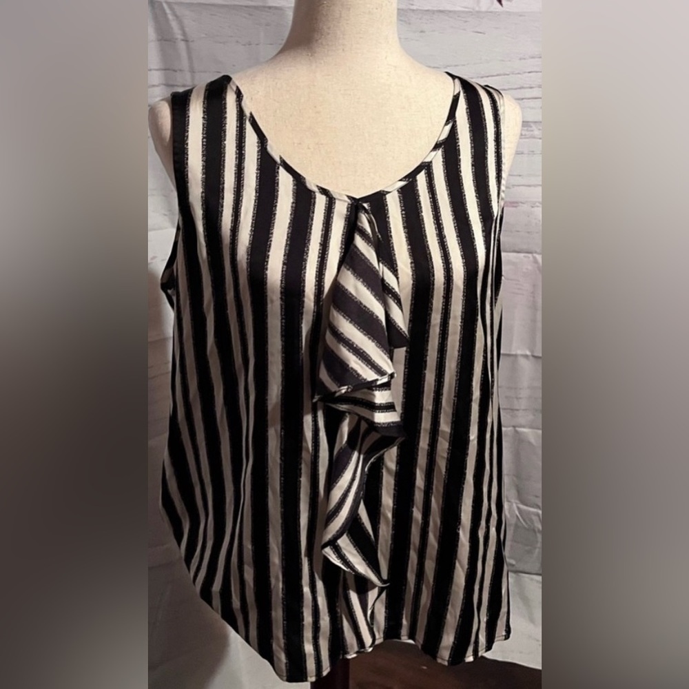 White and black strip Anne Klein Blouse